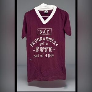 Vtg 70s BAL Basic Assembly Language Computer Programming Bytes T shirt XS